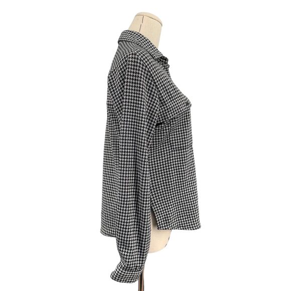 Silly People Black White Houndstooth Button Up‎ Shirt Shacket Womens Small - Picture 4 of 10